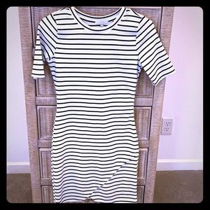 White Black Stripe Dress